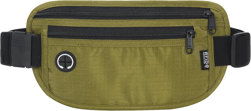 Arouselove Slim RFID Blocking Money Belt for Travel - Anti-Theft Hidden Passport Holder Waist Wallet with Secure Pouch for Cash, Credit Cards & Phone Safe (Olive-green) - Image 1